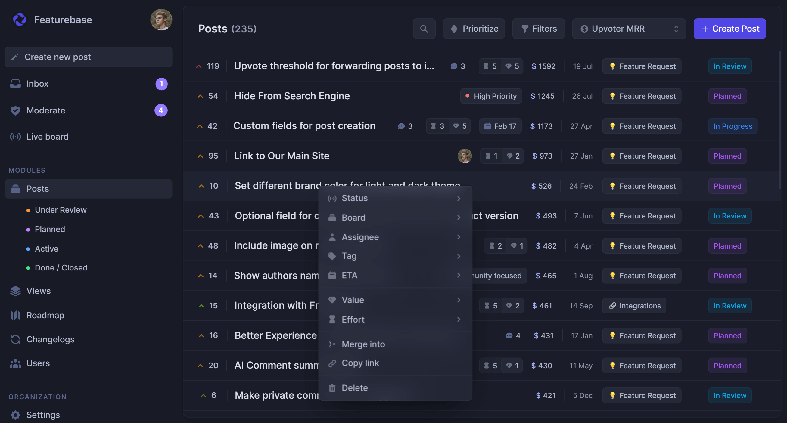 Featurebase dashboard illustration