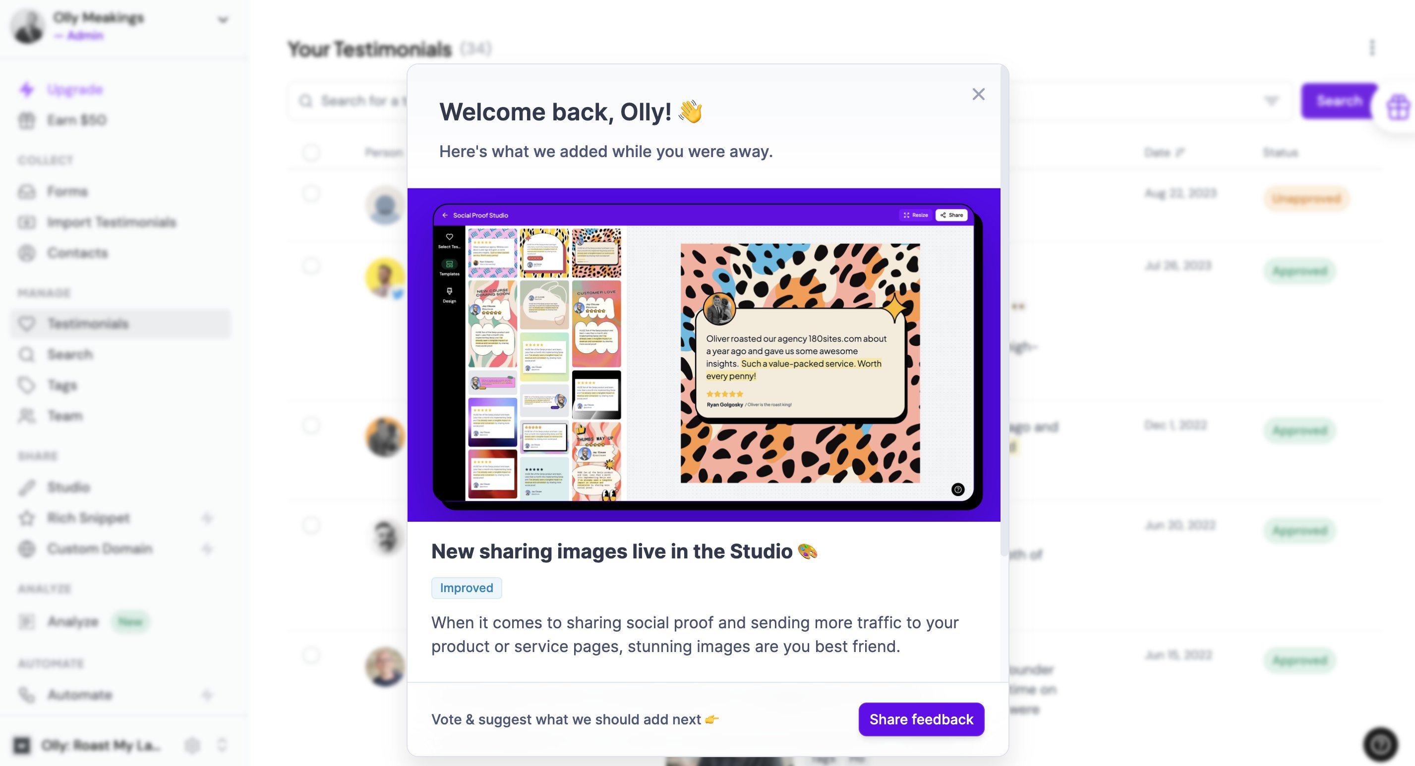 The Featurebase feedback portal showing already received user feedback.
