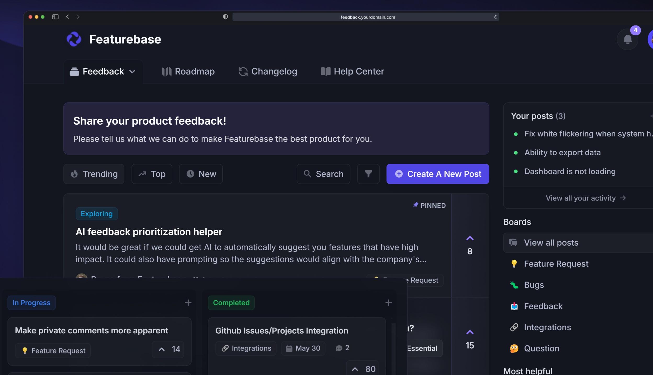 Feedback forum page